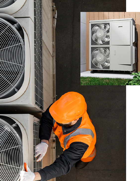 Industrial size rooftop and crossover air conditioning - heat pump crossover unit.